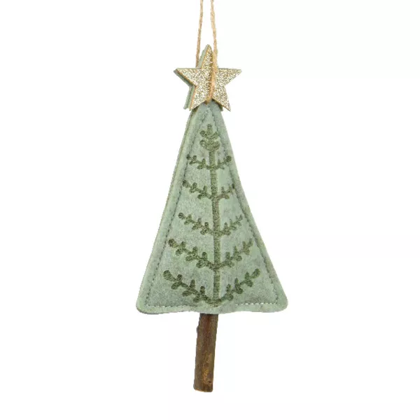 Árbol de Navidad para colgar (H14 cm) Estrella brillante Verde menta