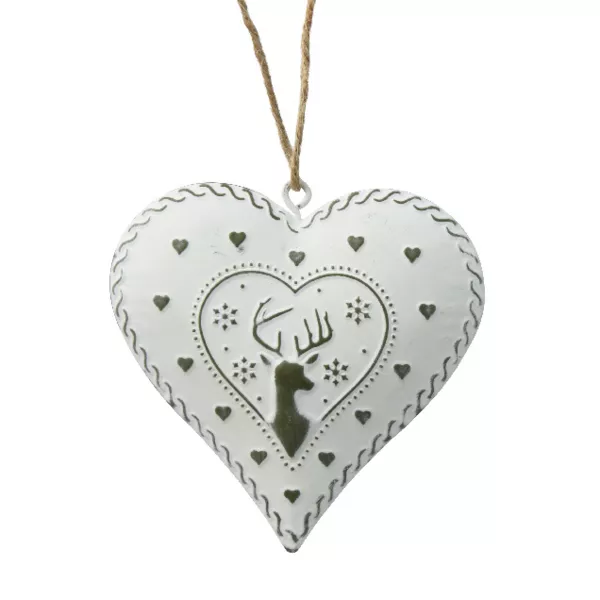 Cuore in metallo da appendere (H9 cm) White Christmas