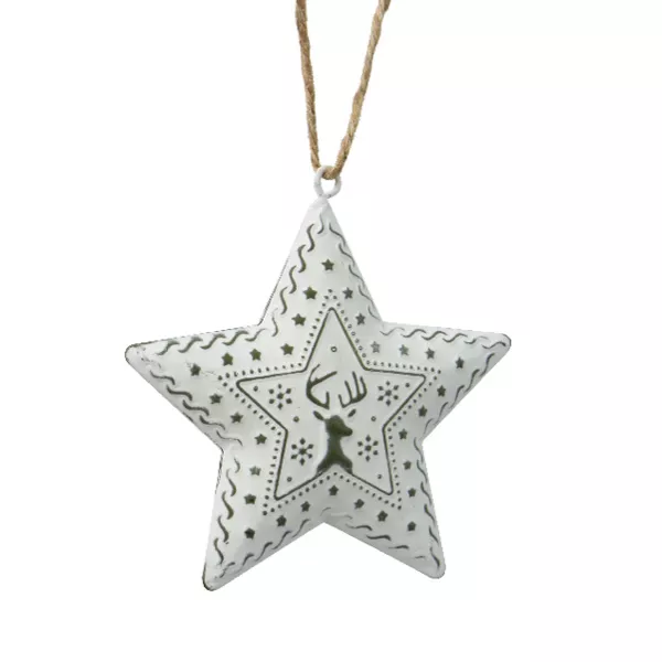 Estrella de metal para colgar (H9 cm) White Christmas