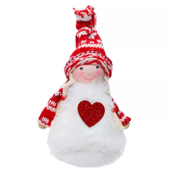 Hada de Navidad para colgar (H12 cm) Maggie Corazón con purpurina Rojo