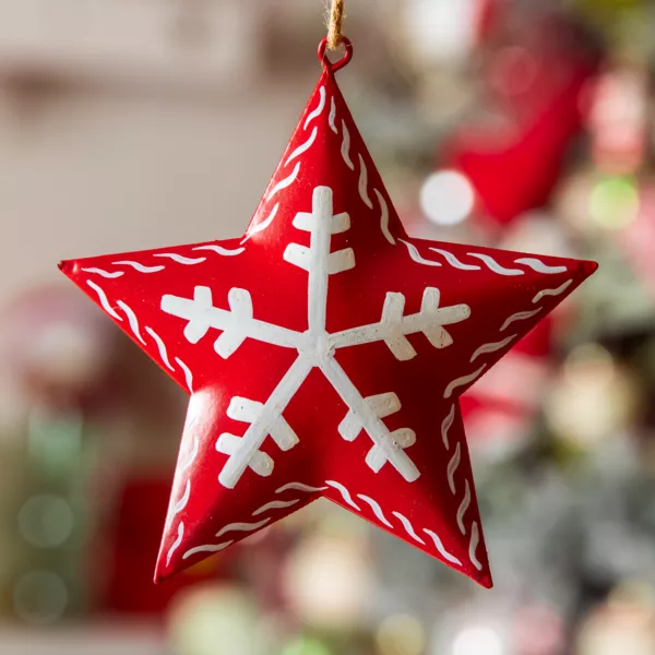 Kerstster om op te hangen in metaal (D11 cm) Avoriaz Rood