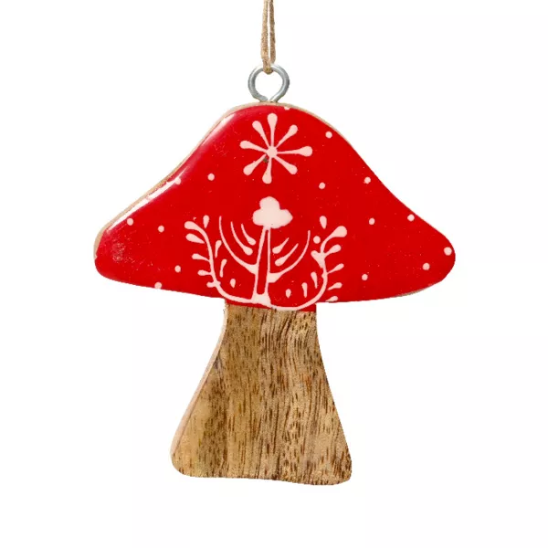 Seta de madera para colgar (H8 cm) Feliz Navidad Rojo