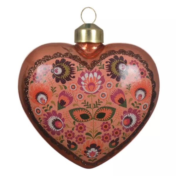 Lote de 2 corazones de vidrio (H9 cm) Bolchoi Florido Viejo rosa