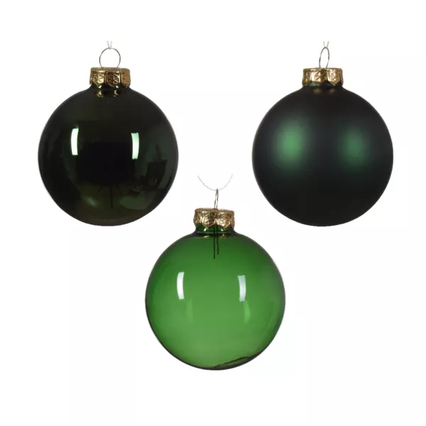 St med 21 assorterede julekugler i glas, Krystal Grn