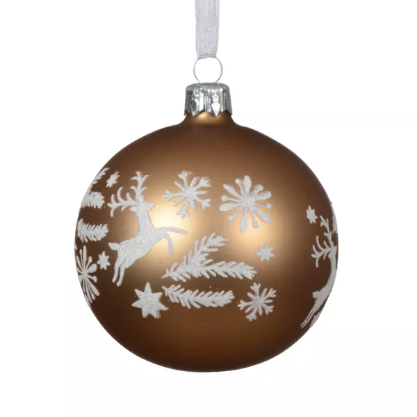 Lote de 6 bolas de Navidad de vidrio (D80 mm) Chamoix Nuez de pacana