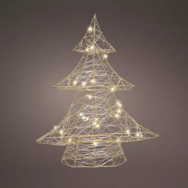 Sapin lumineux à piles 30 LED (H40 cm) Christmas Or et blanc chaud