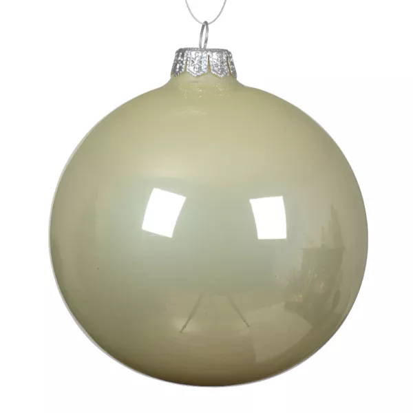 Lot de 4 boules de Noël en verre (D100 mm) Arctique brillante Menthe blanche
