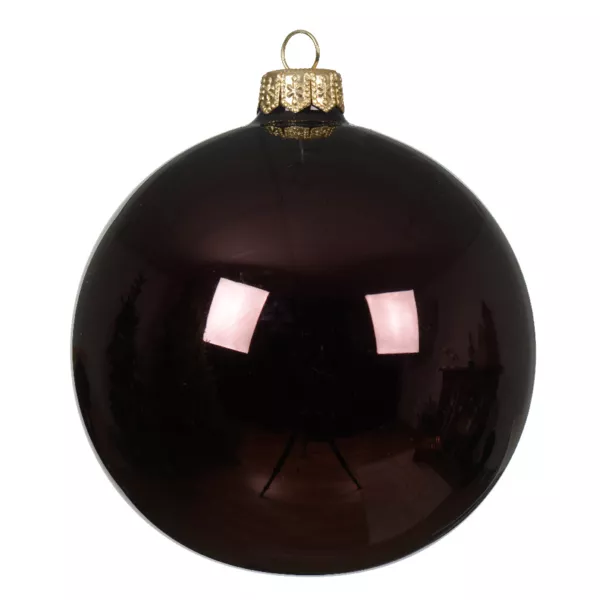 Lot de 4 boules de Noël en verre (D100 mm) Arctique brillante Noir truffé