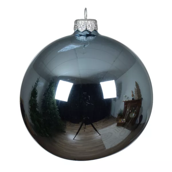 Lot de 4 boules de Nol en verre (D100 mm) Arctique brillante Bleu glac