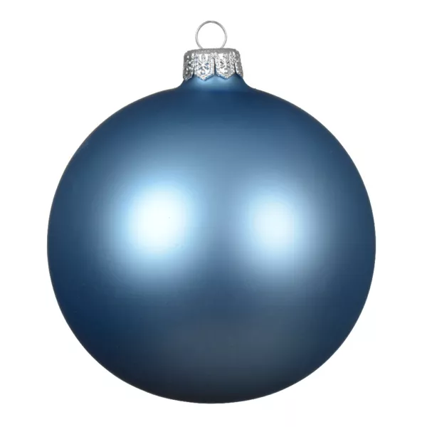 Lote de 4 bolas de Navidad de vidrio (D100 mm) Ártico mate Azul glaciar