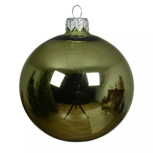 Lot de 6 boules de Noël en verre (D80 mm) Arctique brillante Thé vert