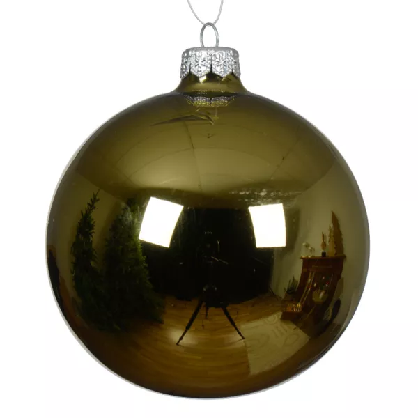 Lot de 4 boules de Noël en verre (D100 mm) Arctique brillante Vert romarin