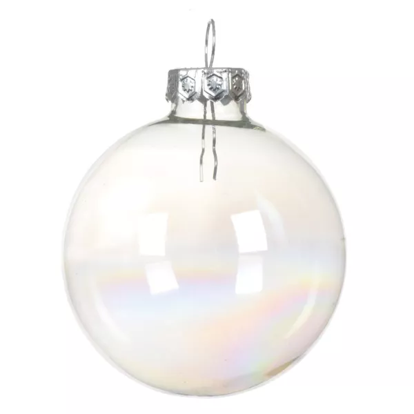 Lote de 10 bolas de Navidad de vidrio (D60 mm) Myst transparente iridiscente