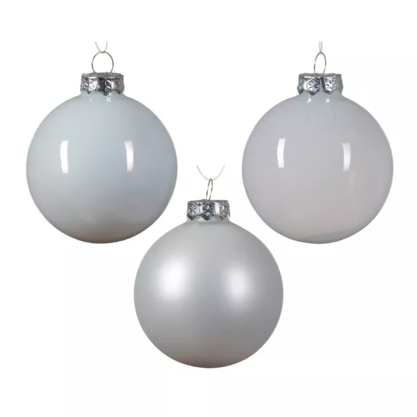 Lote de 21 bolas de Navidad de vidrio surtidas Cristal Blanco de invierno