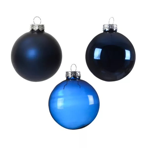 Lote de 21 bolas de Navidad de vidrio surtidas Cristal Azul noche