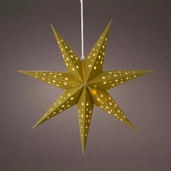Etoile lumineuse à suspendre (H40 cm) Origami Stella Vert et blanc chaud