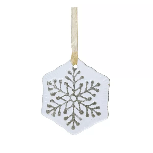 Copo de nieve de vidrio (D7 cm) Chamonix Blanco con brillo