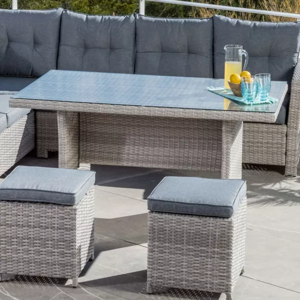 Tuintafel aluminium/synthetisch wicker 6 zitplaatsen (145 x 85 cm) Tivoli - Grijs