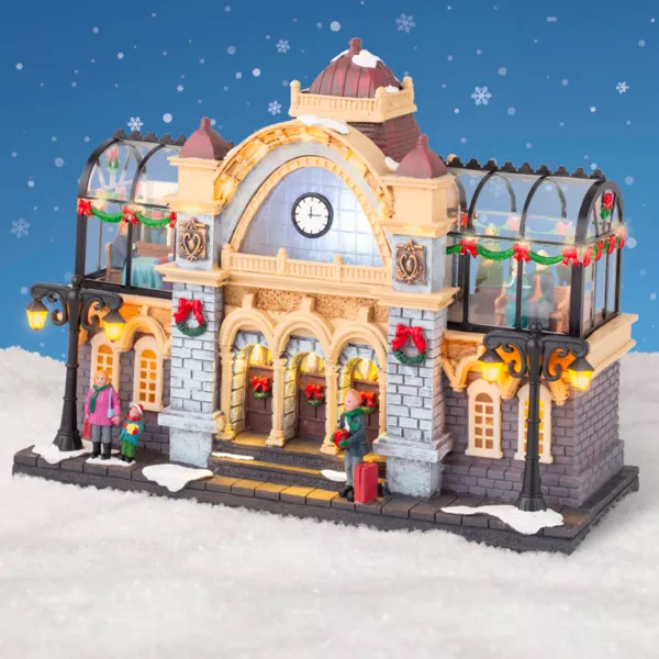 Julelandsby med lys og musik, togstation