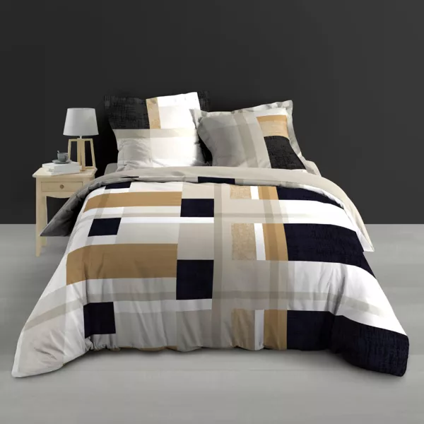 Funda nórdica y dos fundas de almohada de percal de algodón (240 x 220 cm) Ulysse Multicolor