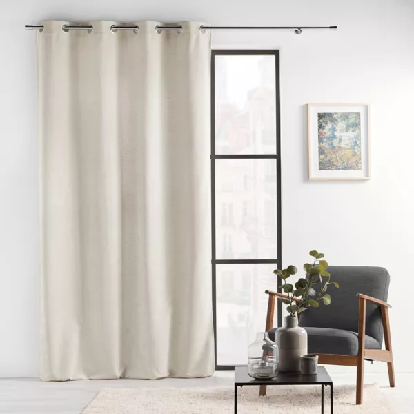 Gordijn met ringen van fluweel (140 x 260 cm) Verra Beige