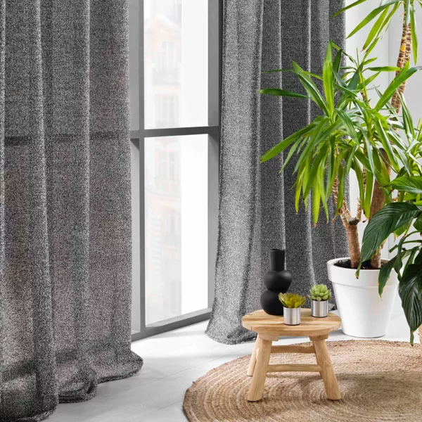 Vorhang mit �sen in Woll-Look (140 x 240 cm) Loulaine Schwarz