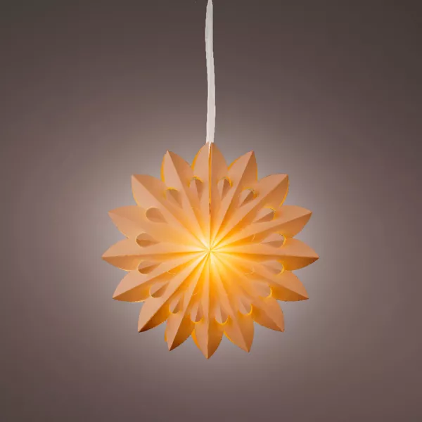 Beleuchtete Weihnachtsdeko aus Papier LED (D60 cm) Origami Floralia Sandfarben