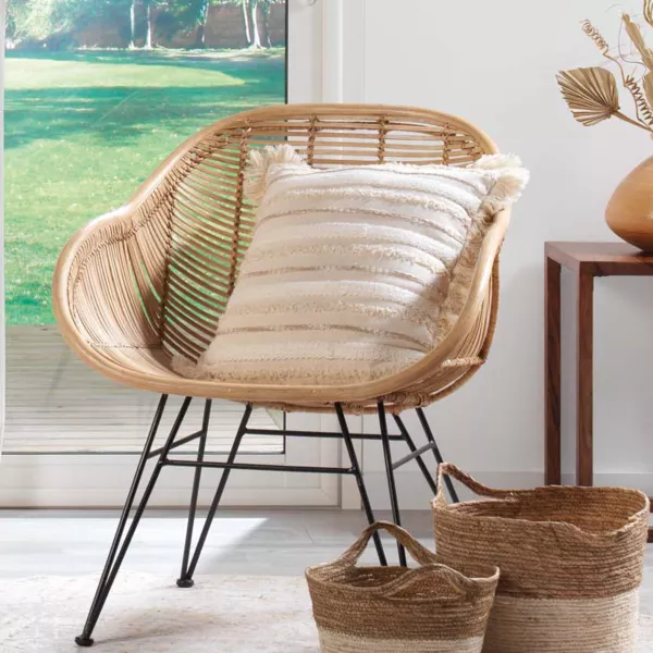 Cuscino quadrato cotone (40 x 40 cm) Atlas Ecru