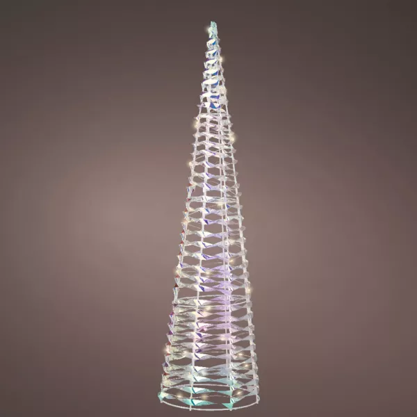 Lichtkegel op batterijen 30 LED (H60 cm) Ijs iriserend Warm wit