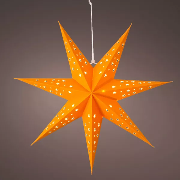Etoile lumineuse à suspendre (H60 cm) Origami Stella Ambre et blanc chaud