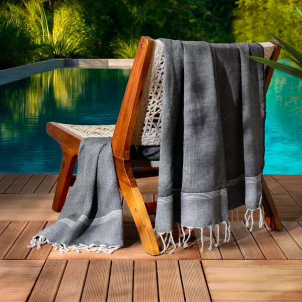 Fouta af genbrugt bomuld (100 x 200 cm) Beach Sort