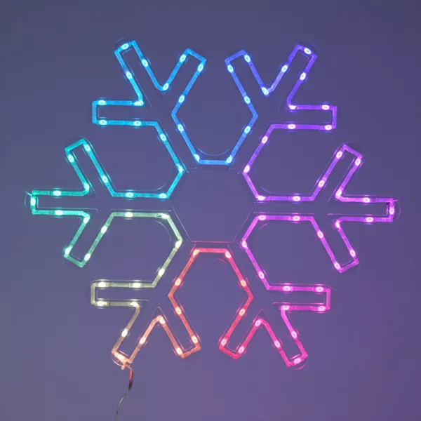 Helder neon sneeuwvlok 96 LED H43 cm Multikleur