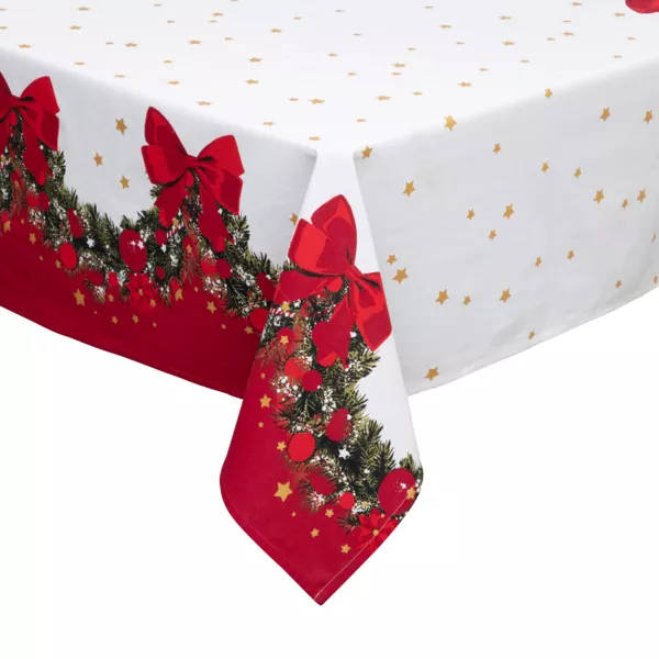 Tovaglia di Natale rettangolare in cotone (140 x 240 cm) Ghirlanda Festiva