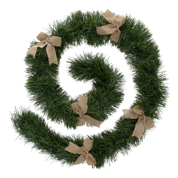 Kerstslinger van spar (270 cm) Jute strikken Naturel