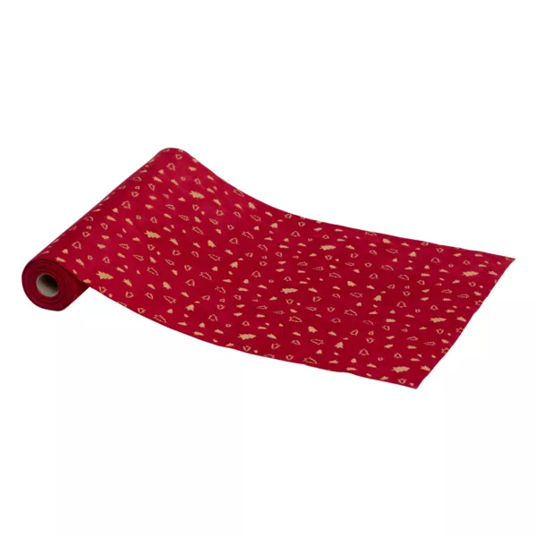 Chemin de table velours (300 x 28 cm) Sapins de Noël Rouge