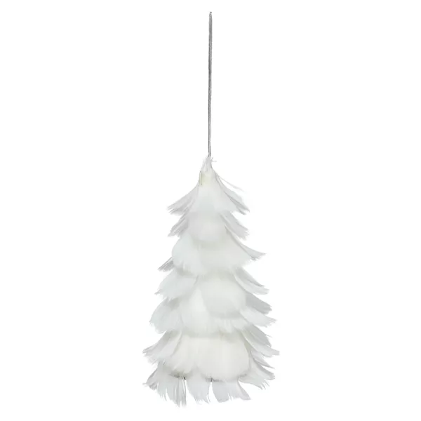 Sapin de Noël à suspendre (H15 cm) Délicates plumes blanches