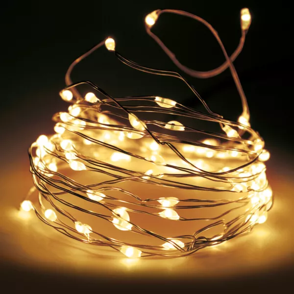 Guirlande lumineuse 12 m 120 Micro LED Fil d'argent Blanc chaud