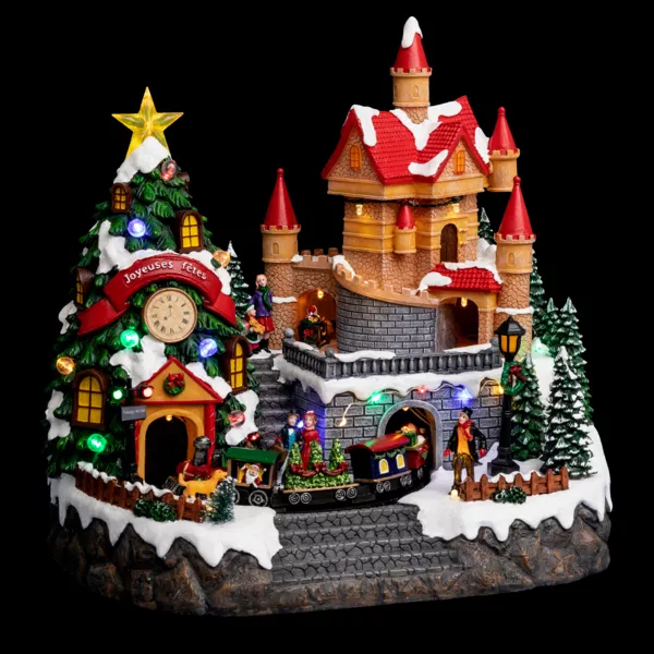 Château de village illuminée Manoir du Père-noël