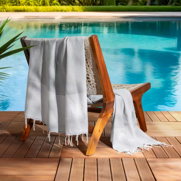 Fouta en algodón reciclado (100 x 200 cm) Océano Gris