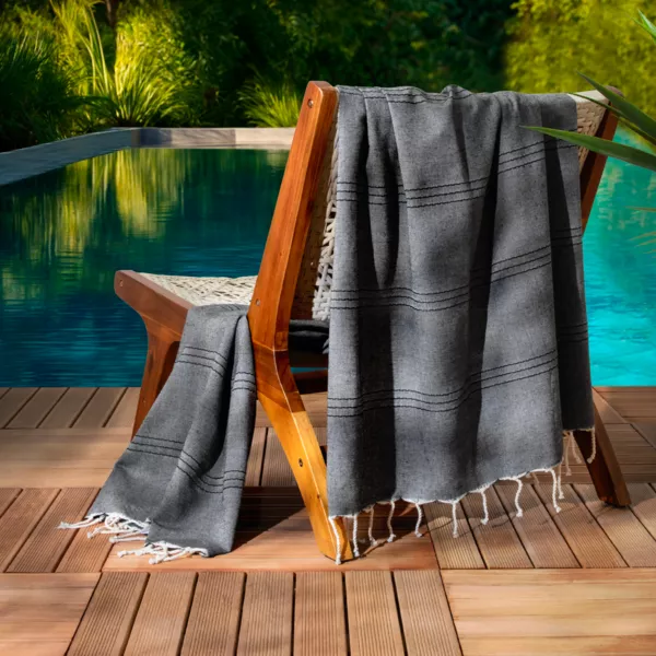 Fouta en algodón reciclado (100 x 200 cm) Sunshine Negra