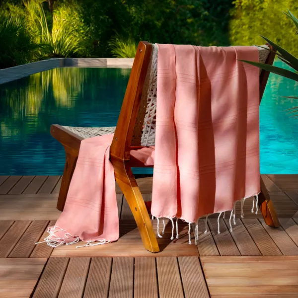 Fouta af genanvendt bomuld (100 x 200 cm) Sunshine Corail