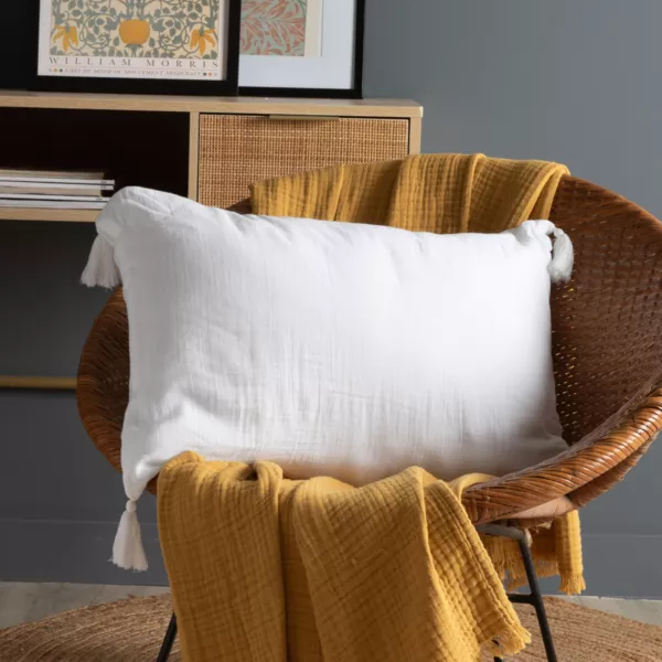 Coussin rectangulaire gaze de coton (40 x 60 cm) GaĂŻa Blanc chantilly