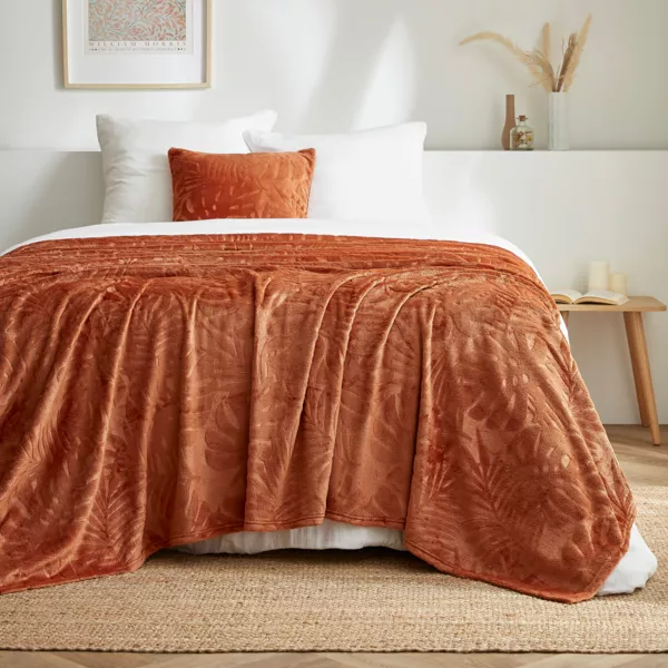 Zachte Plaid flanel (180 x 230 cm) Flore Koperkleurig