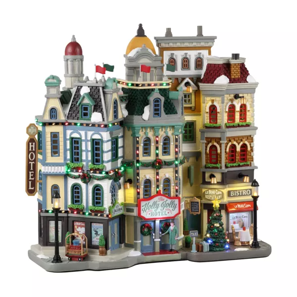 Village de Noël Lemax lumineux à piles Hôtel Holly Jolly