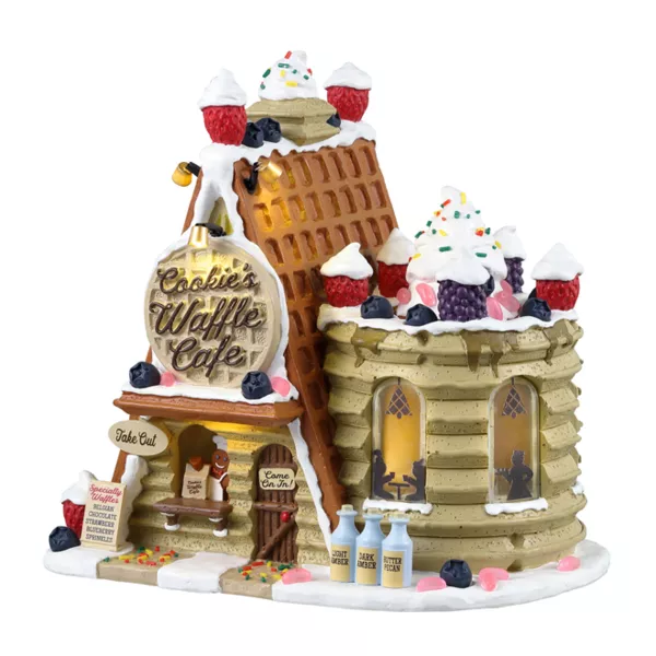 Lemax verlicht kerstdorp op batterijen Wafel en koekjescafé