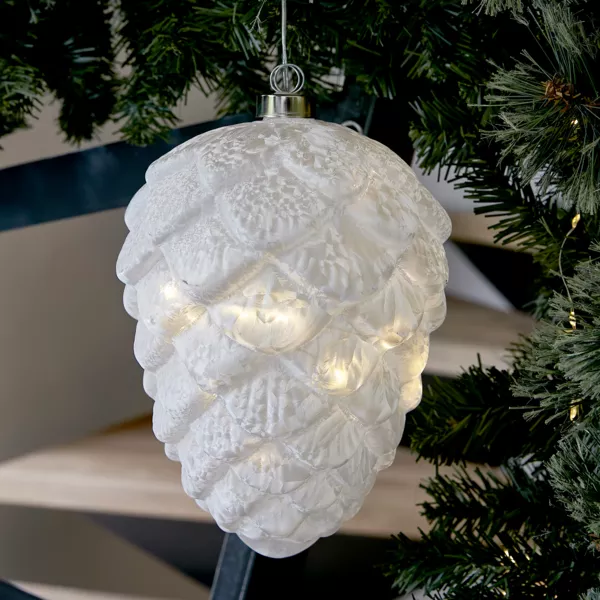 Beleuchteter Tannenzapfen Batteriebetrieben 15 LED (H21 cm) Glacée Warmweiß