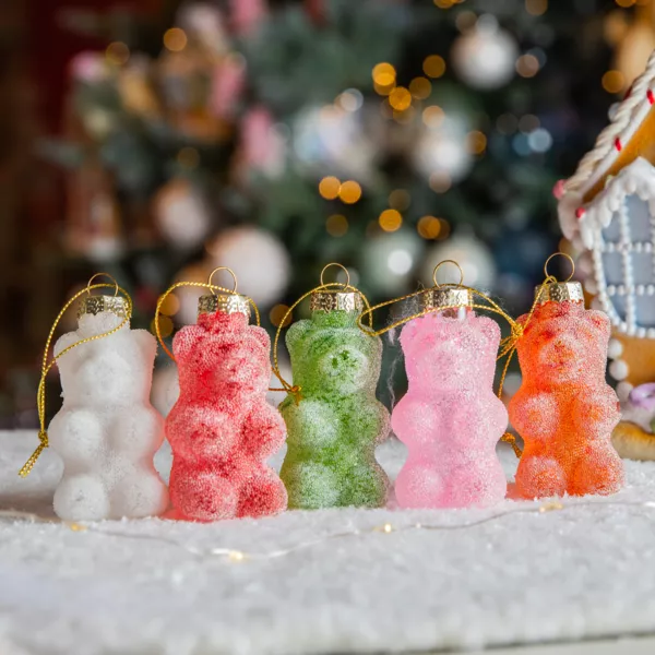 Set van 5 glazen Beertjes (H8 cm) Snoep lekkernij Multikleur
