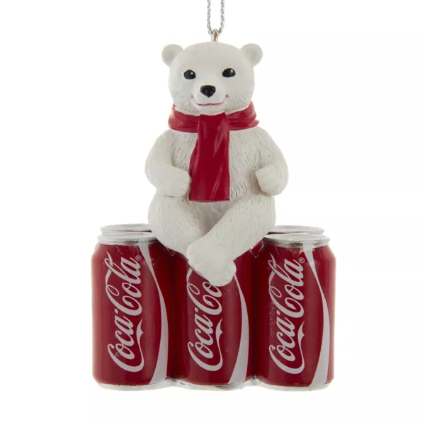 Suspension de Noël (H7 cm) Ourson et pack Coca-Cola