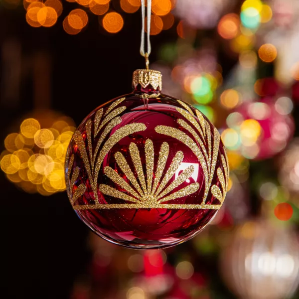 Set van 6 glazen kerstballen (D80 mm) Luxury Bordeaux