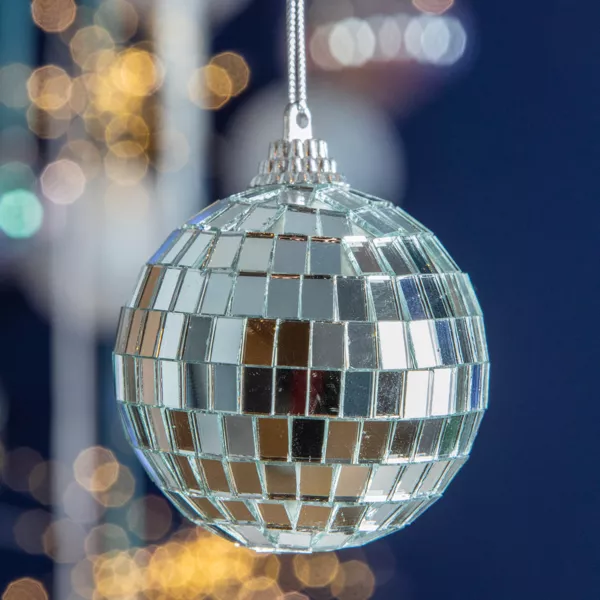 Lote de 24 bolas de Navidad (D60 mm) Disco faceta Plata